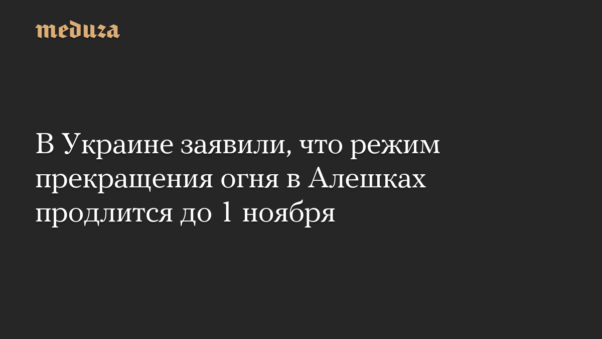 В Украине заявили, что режим прекращения огня в Алешках продлится до 1 ноября